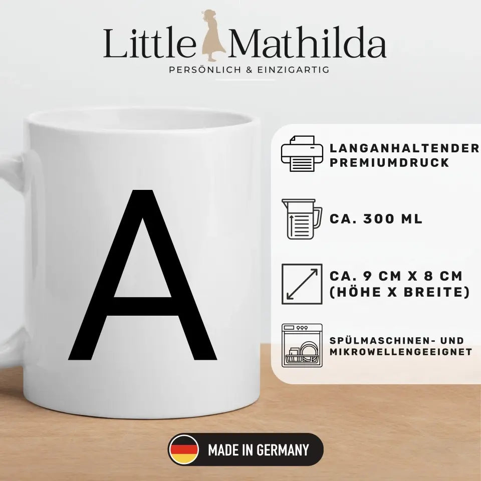 Minimalistische Buchstabentasse