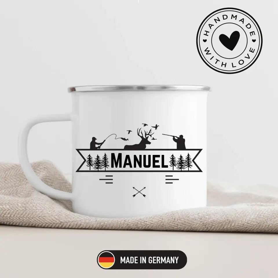 Jäger- und Angler Tasse mit Namen