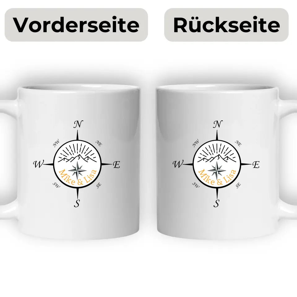 Camping Tasse "Personalisierter Kompass"