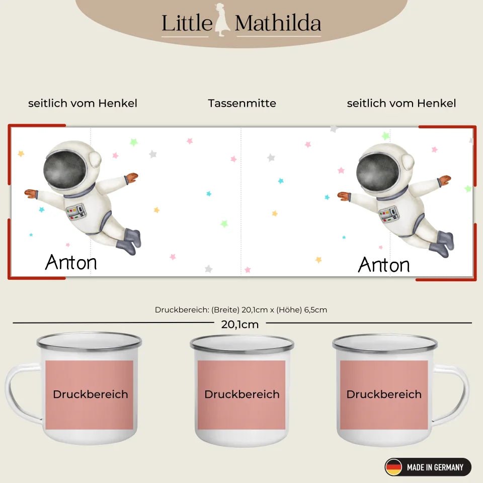 Emaille Tasse Astronauten Kindertasse Little Mathilda