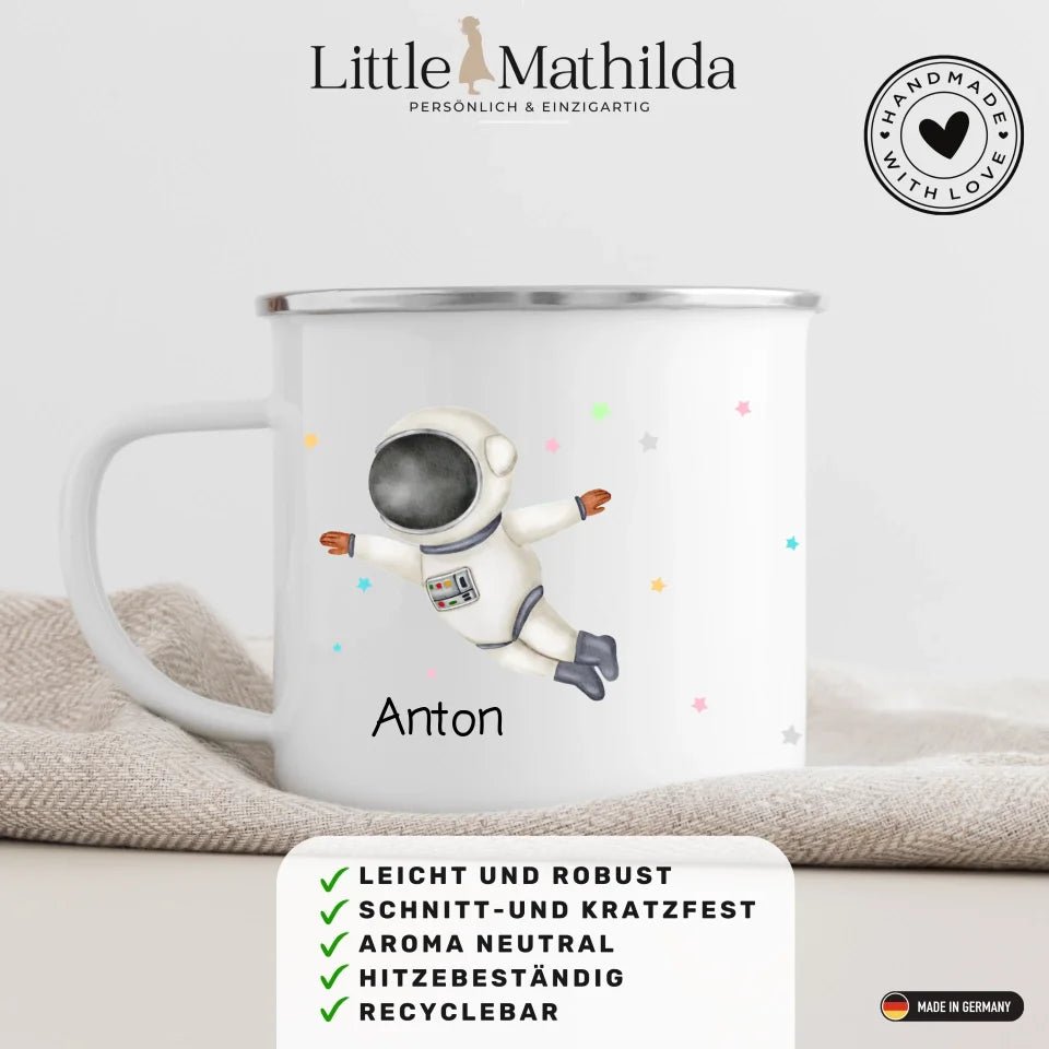 Emaille Tasse Astronauten Kindertasse Little Mathilda