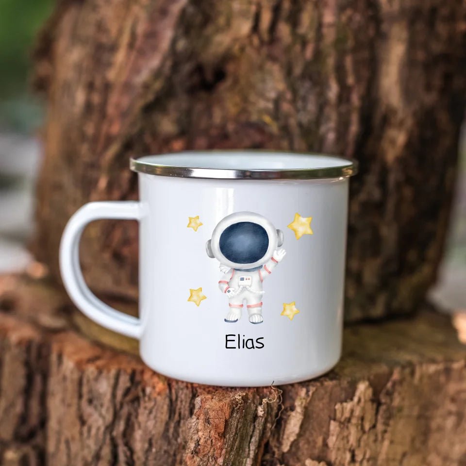 Emaille Tasse "Hallo" Astronaut Little Mathilda