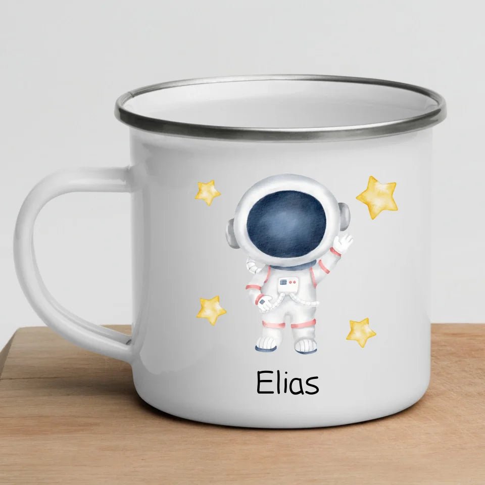 Emaille Tasse "Hallo" Astronaut Little Mathilda