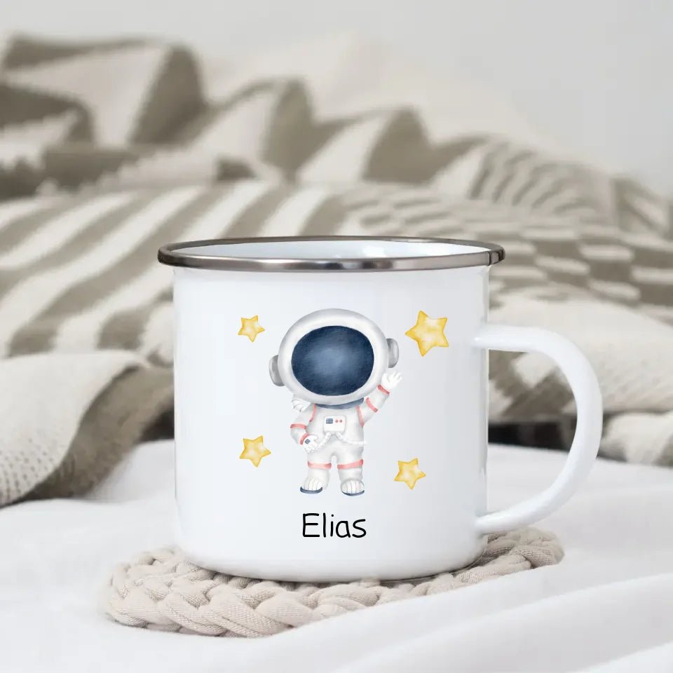 Emaille Tasse "Hallo" Astronaut Little Mathilda