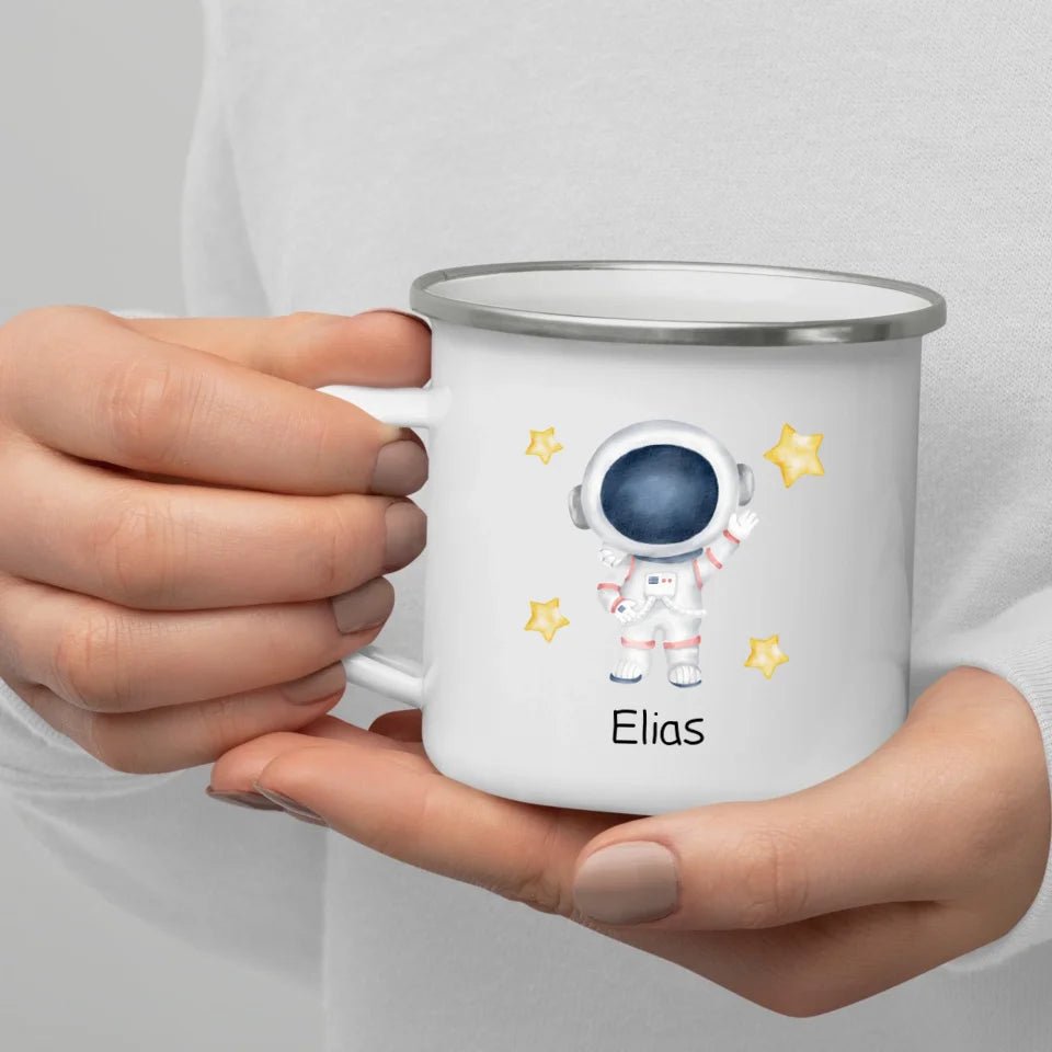 Emaille Tasse "Hallo" Astronaut Little Mathilda