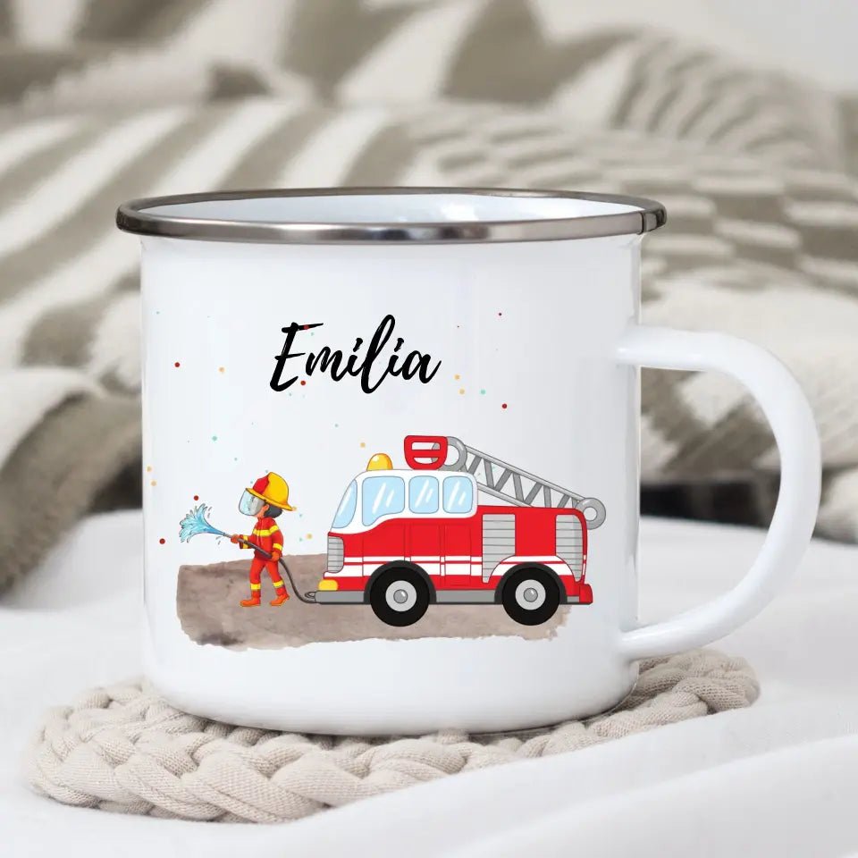 Emaille Tasse Kindertasse Feuerwehrmann Little Mathilda