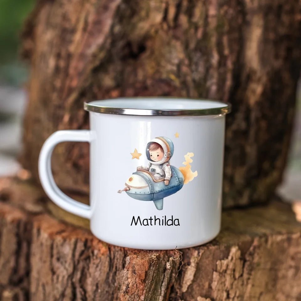 Emaille Tasse Kleiner Raketenpilot Little Mathilda