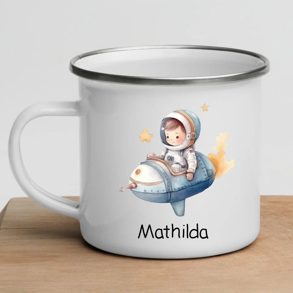 Emaille Tasse Kleiner Raketenpilot Little Mathilda