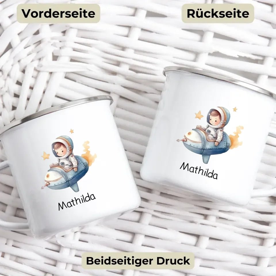 Emaille Tasse Kleiner Raketenpilot Little Mathilda